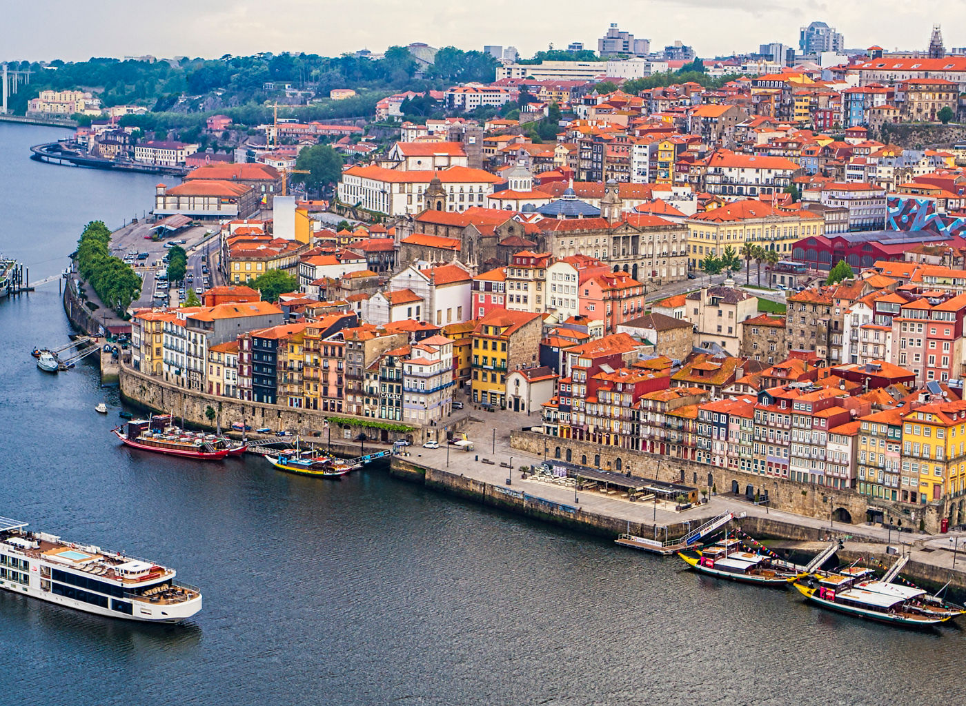 Aerial view of Porto city and Douro River
