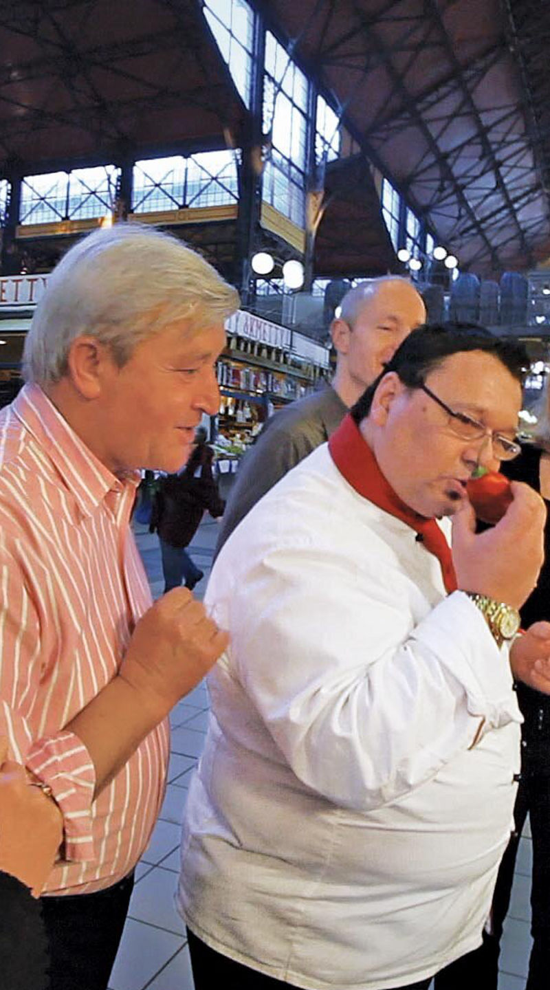 Group exploring vibrant indoor market