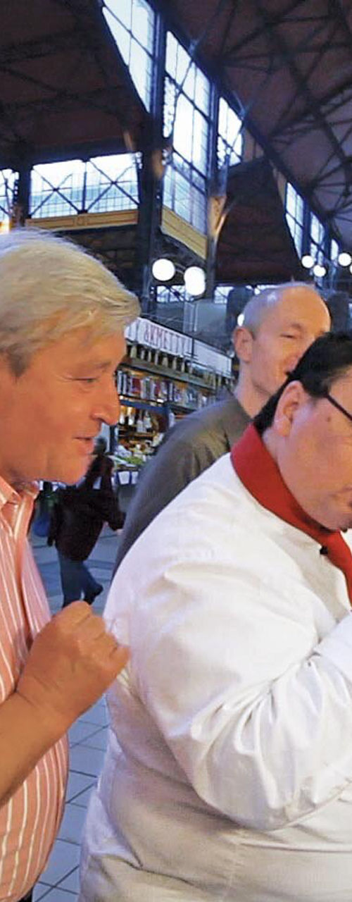 Group exploring vibrant indoor market