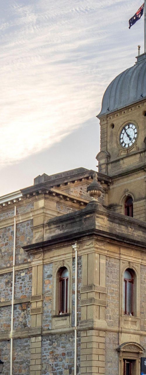 Historic stone building with clock tower