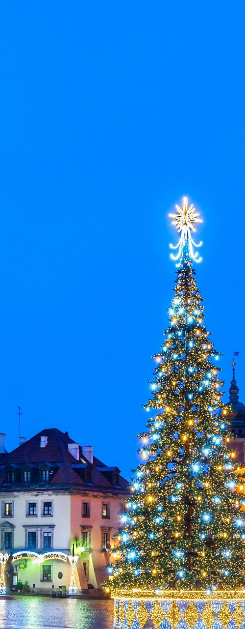 Warsaw Old Town Square with Christmas Tree
