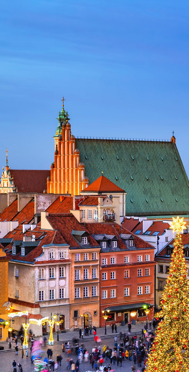 Festive Warsaw Old Town Square at Christmas