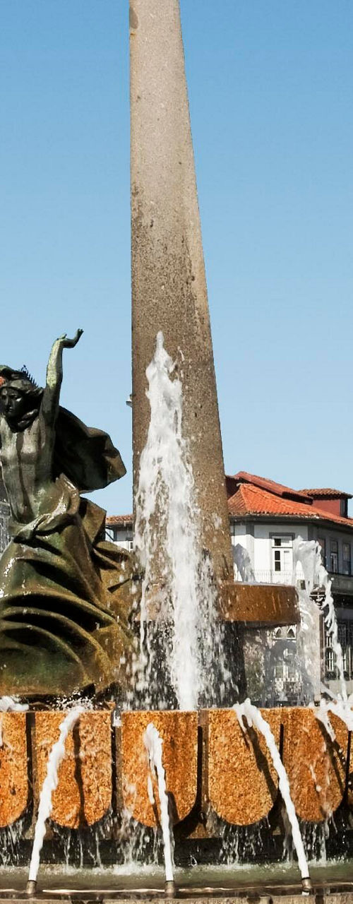 Historic fountain in European city square