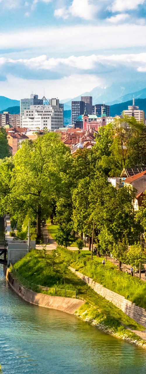 Scenic view of Ljubljana with castle