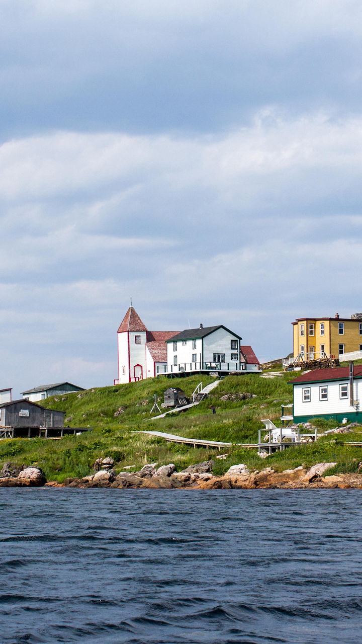 Coastal village with colorful houses