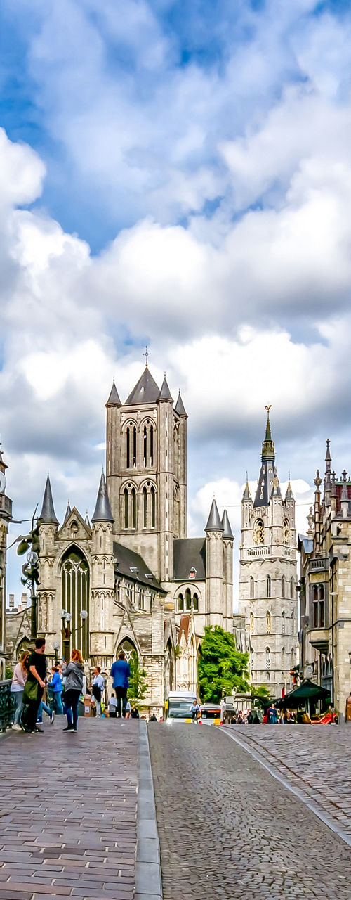 Historic European cityscape with Gothic architecture