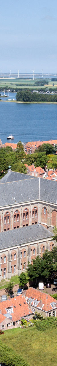 Aerial view of historic Dutch village