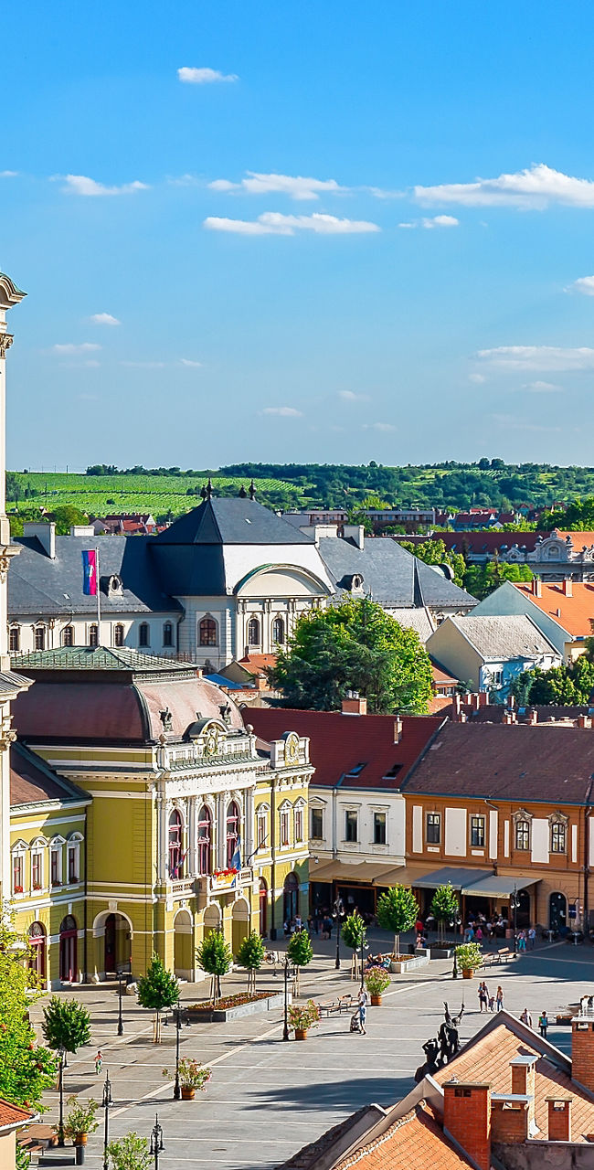 Historic European town with iconic architecture