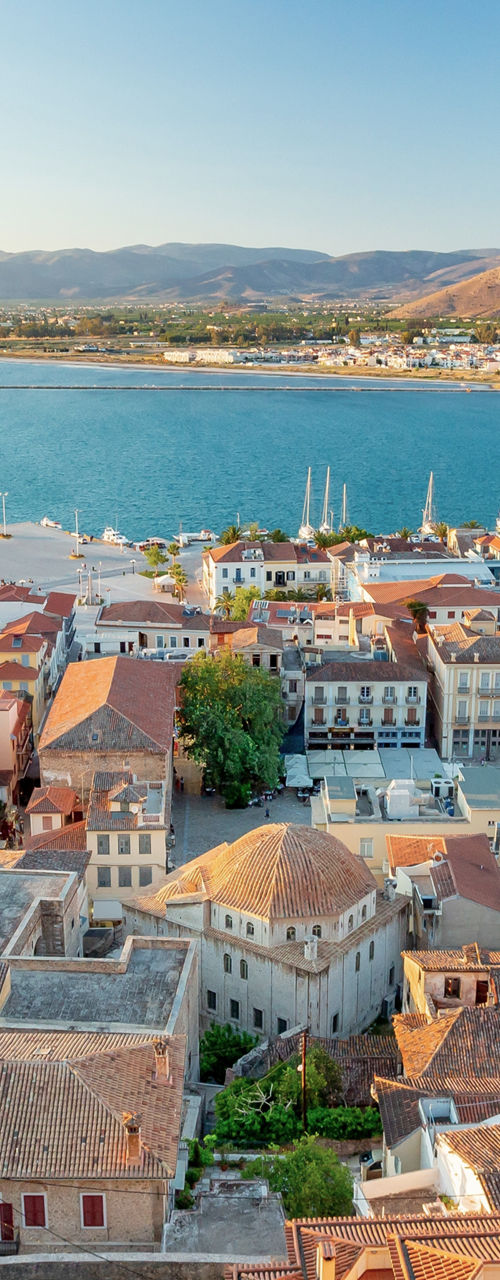 Scenic coastal town with vibrant rooftops
