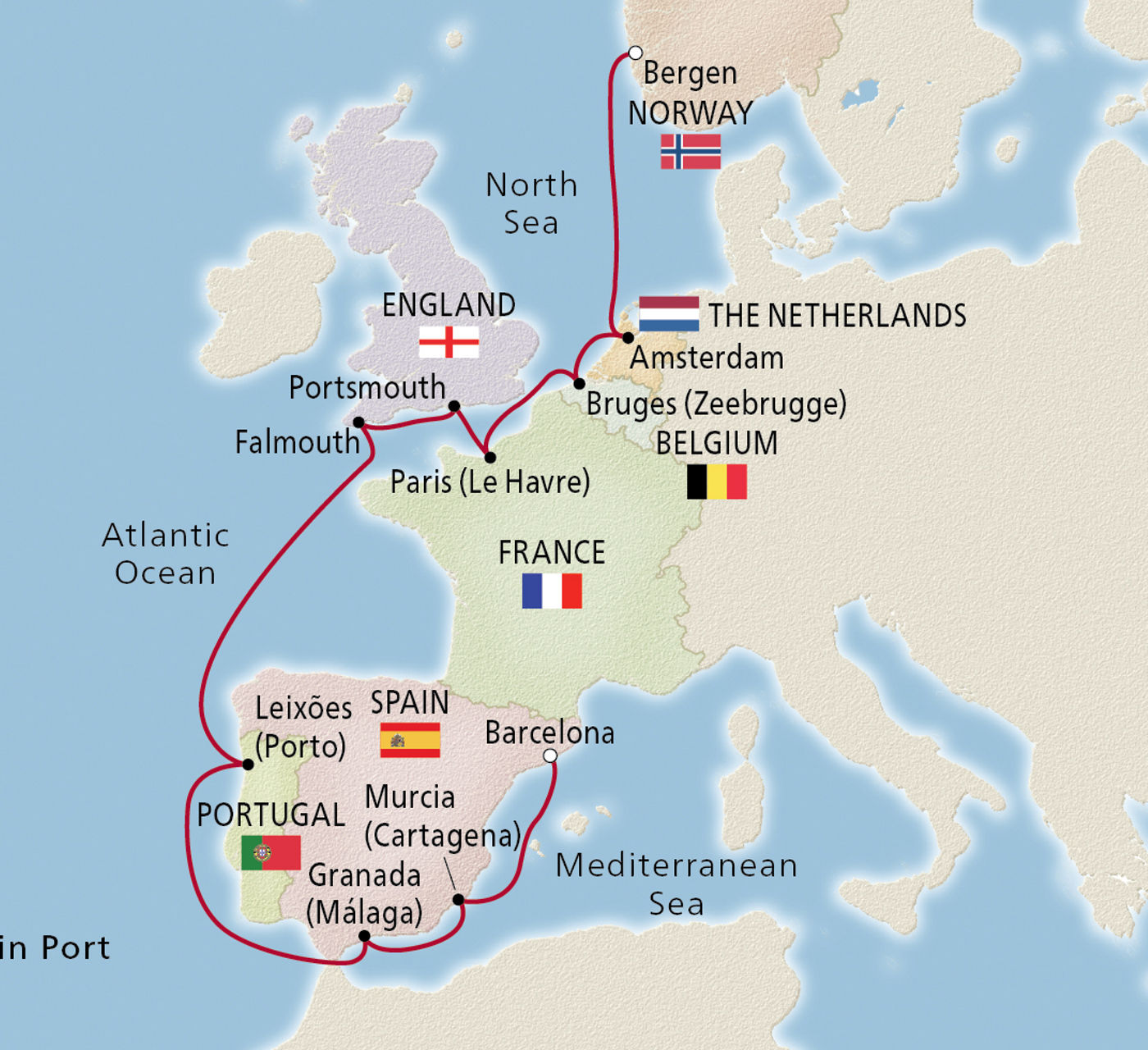 Map of Trade Routes of the Middle Ages itinerary