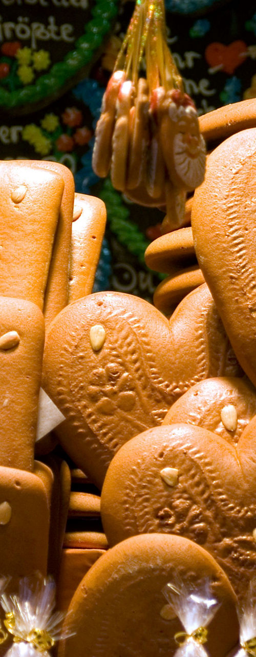 Assorted gingerbread cookies at festive market