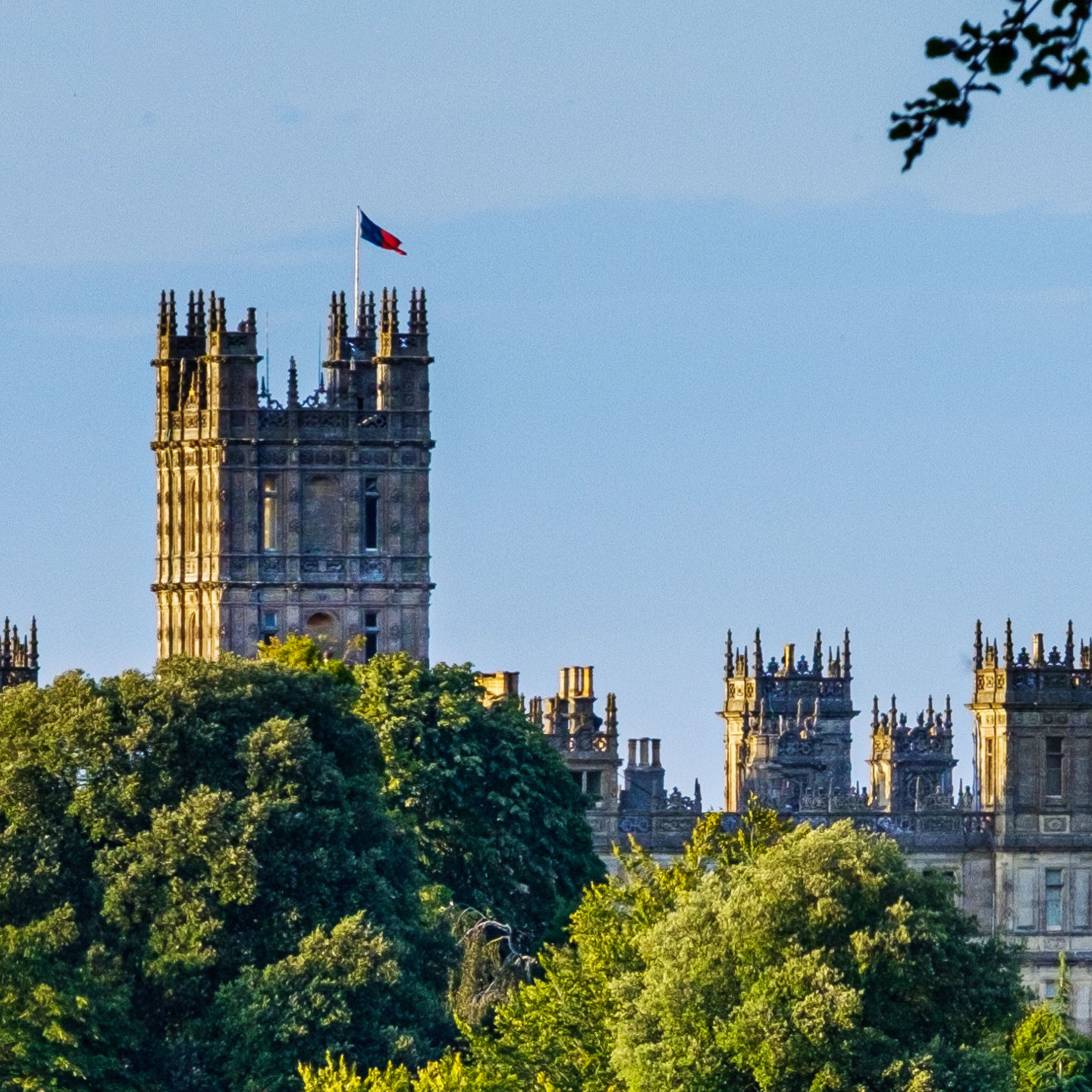 Historic castle surrounded by lush greenery