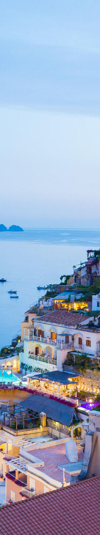 Scenic view of Positano at dusk