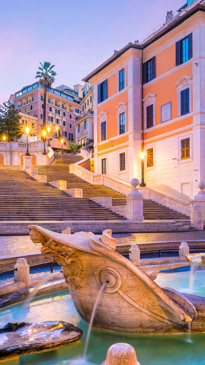 Spanish Steps and Fountain at Sunrise