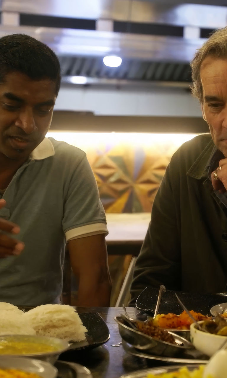 Traditional Indian meal in restaurant setting