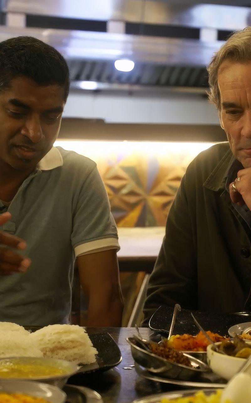 Traditional Indian meal in restaurant setting