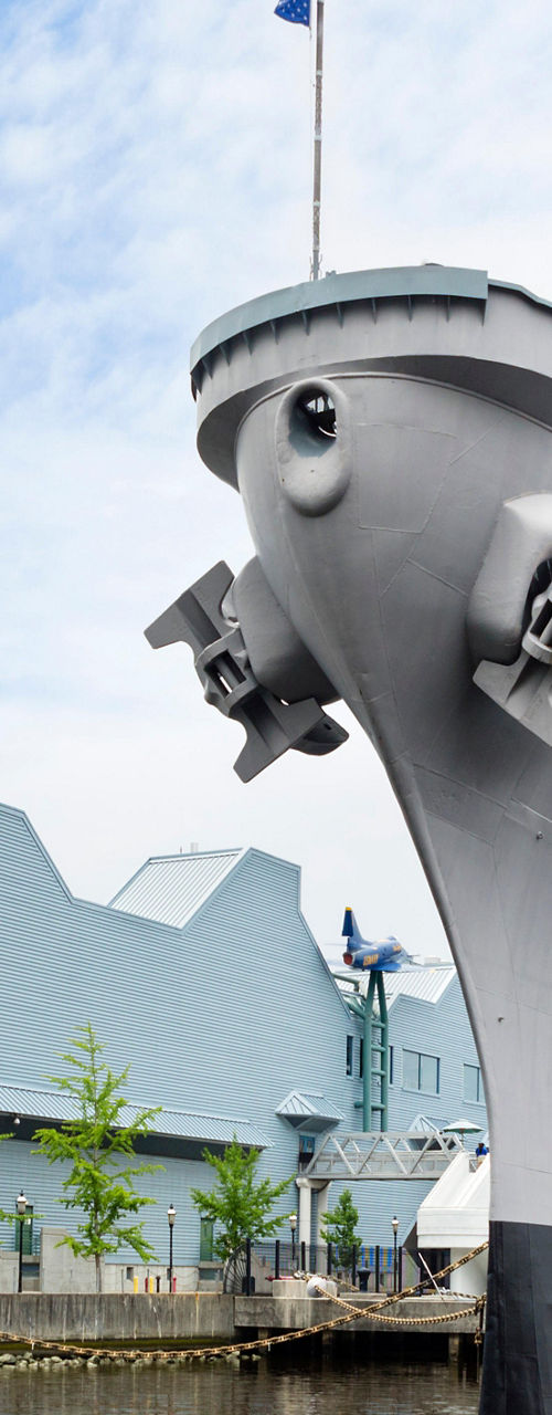 Battleship USS Wisconsin docked at museum