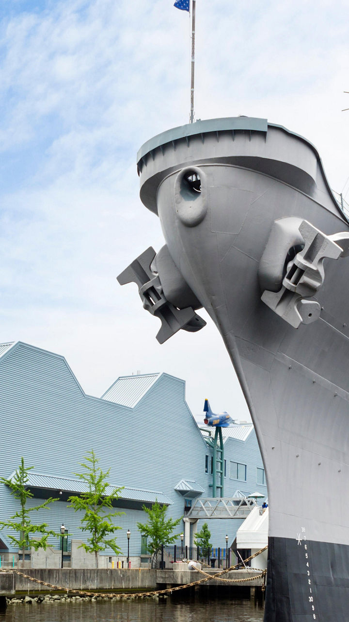 Battleship USS Wisconsin docked at museum