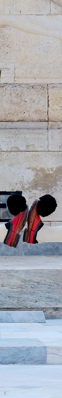 Greek ceremonial guards performing synchronized routine