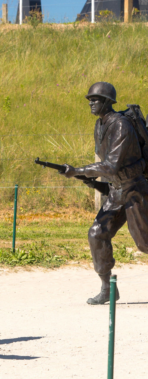 World War II soldier statues at memorial
