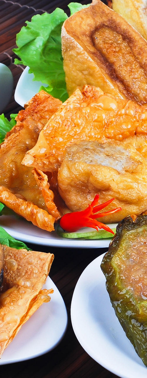 Assorted Fried Asian Dishes with Dipping Sauces