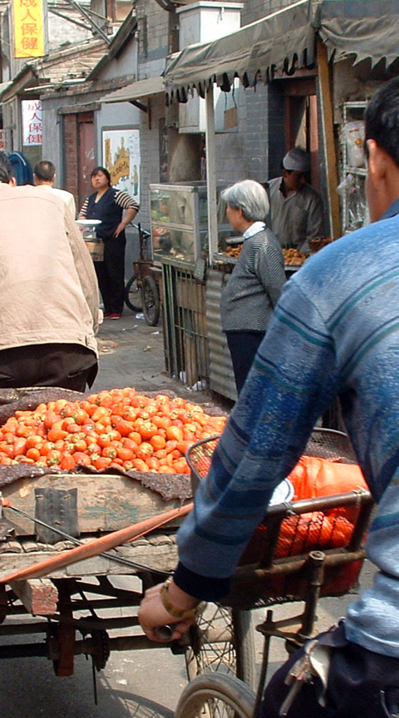 Street market with vegetable vendors