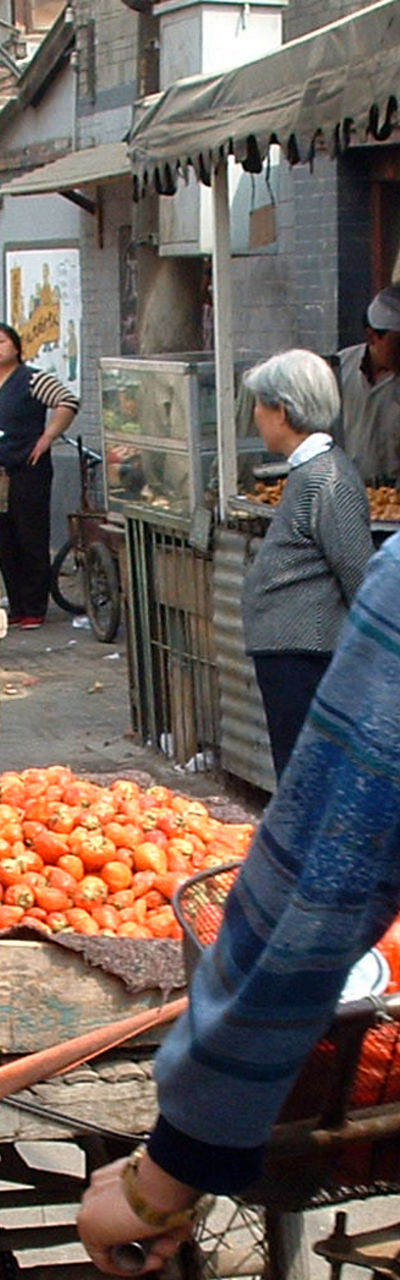 Street market with vegetable vendors