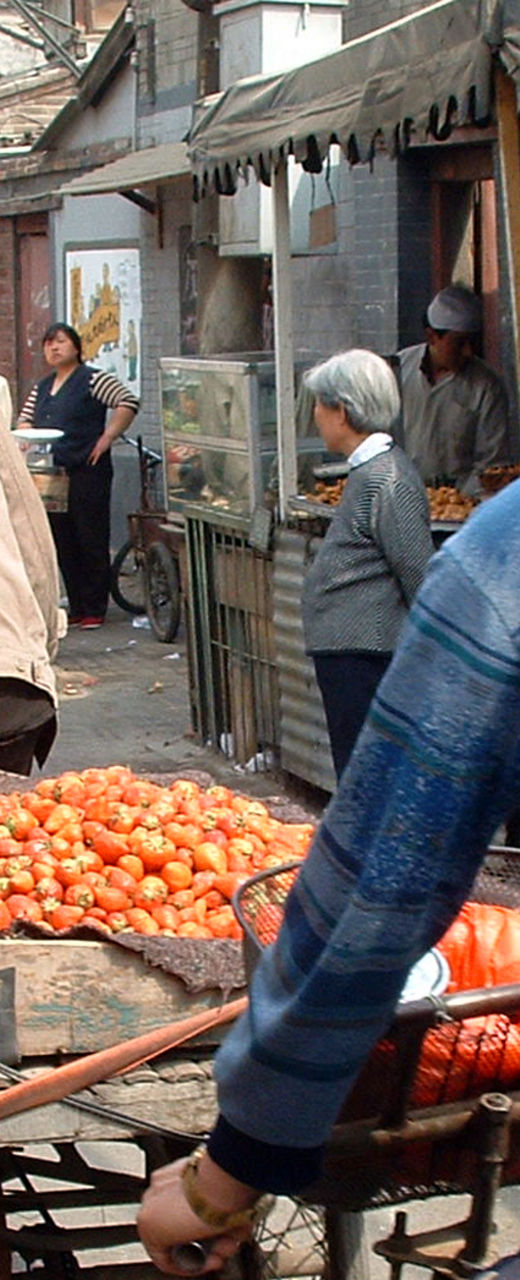 Street market with vegetable vendors