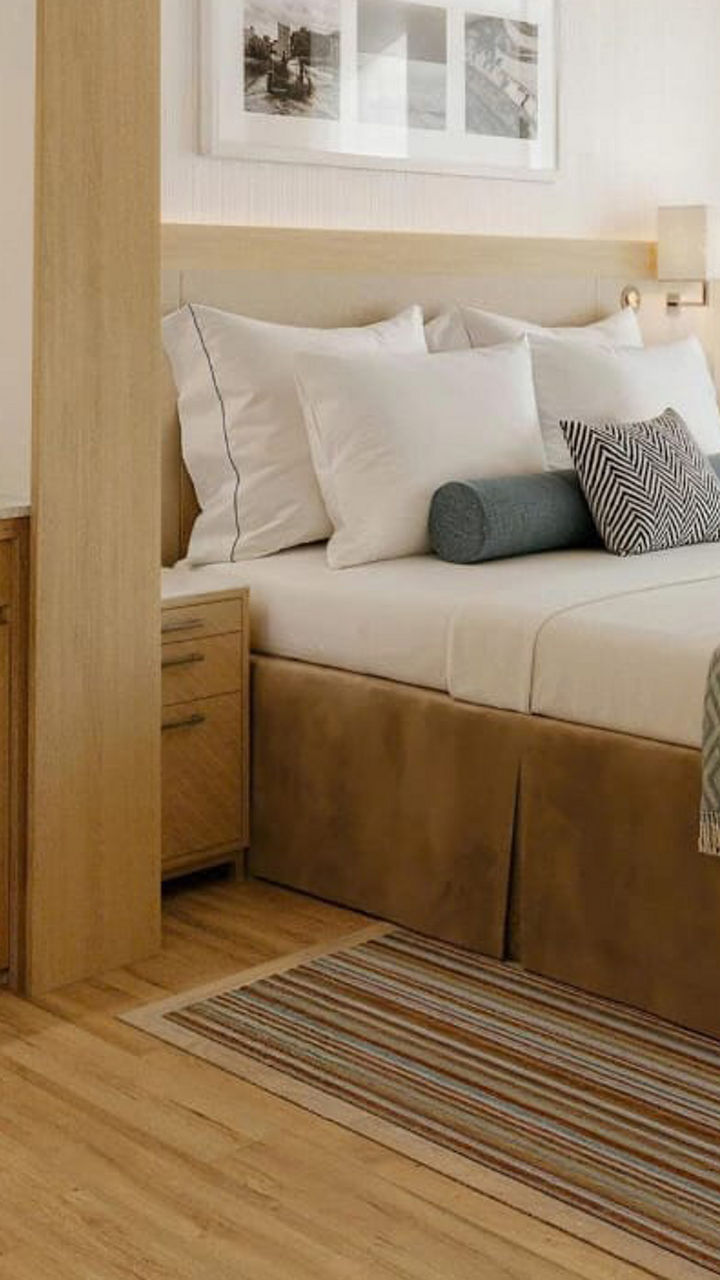Modern hotel room with natural lighting