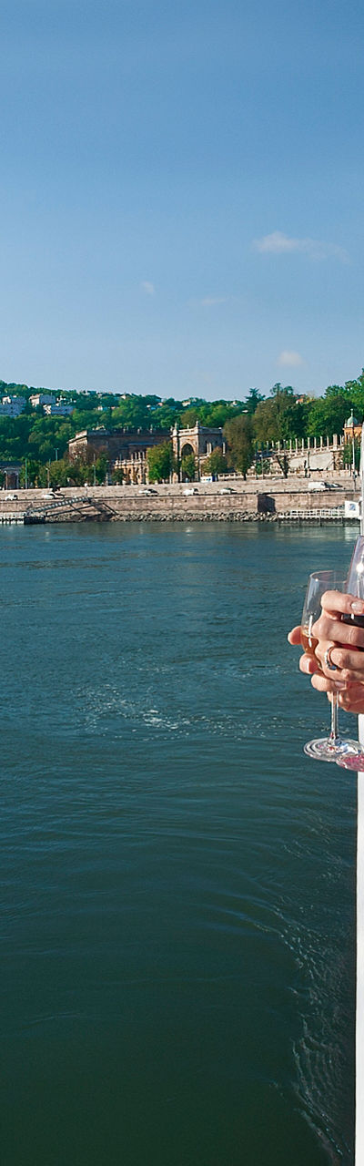 Couple enjoying river view on cruise
