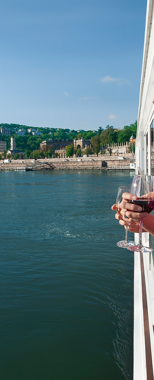 Couple enjoying river view on cruise