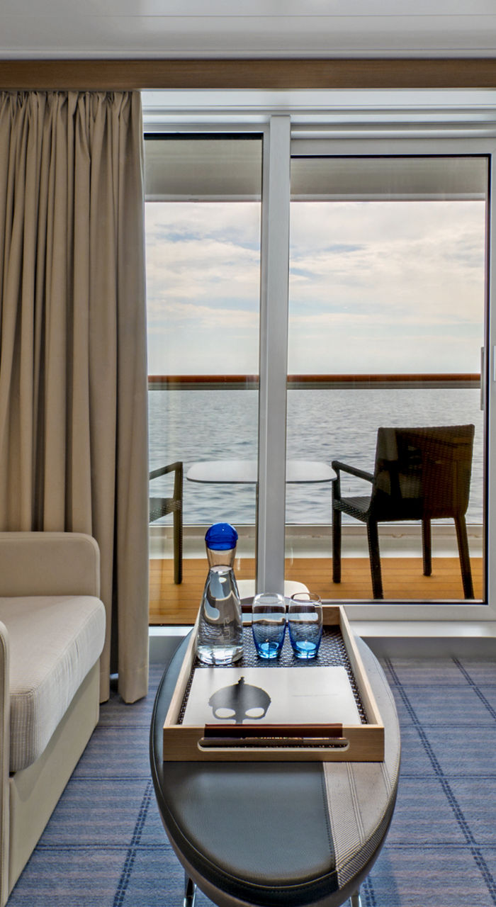 modern cruise cabin with ocean view