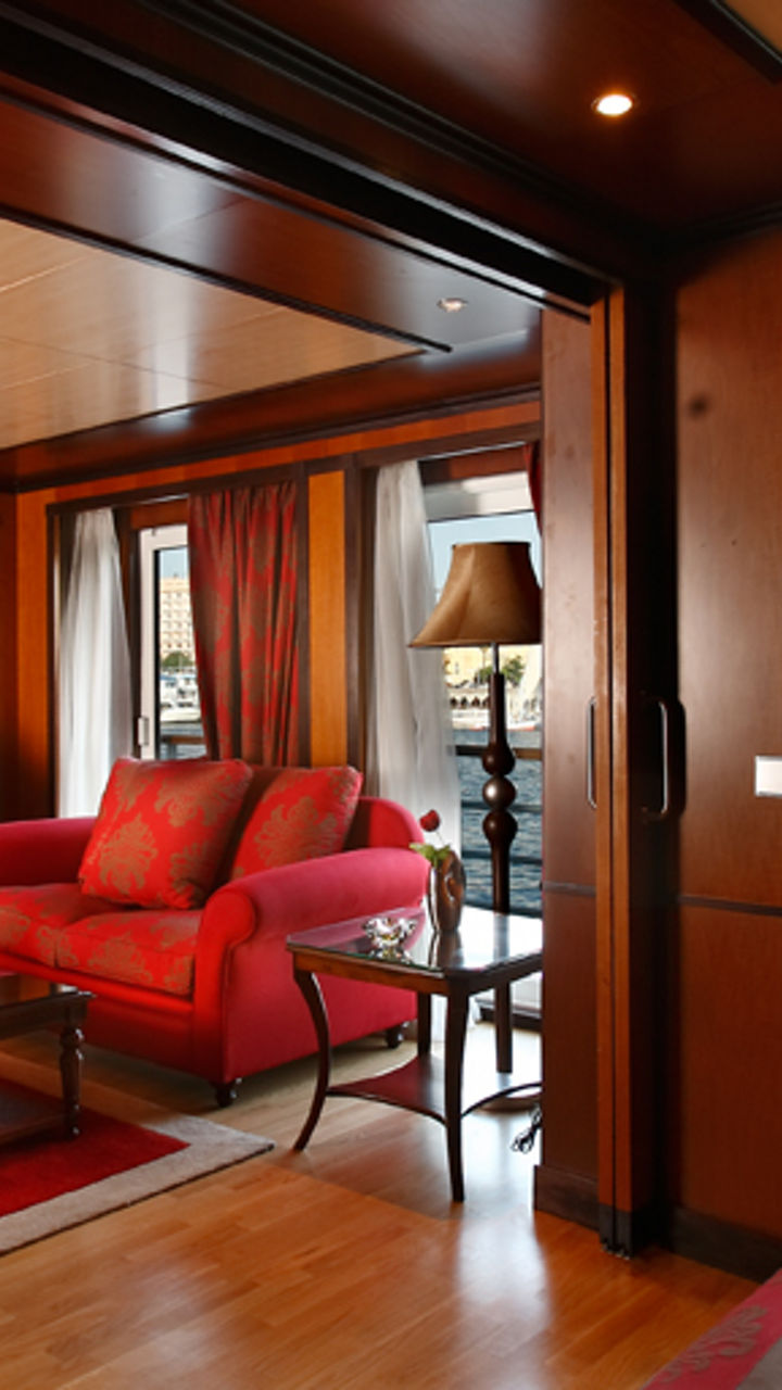 Luxury suite with waterfront balcony view