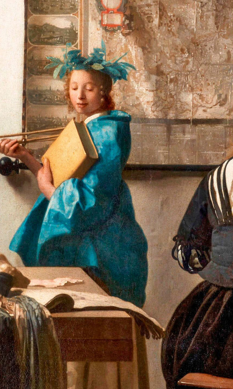 Artist painting in a historical studio setting