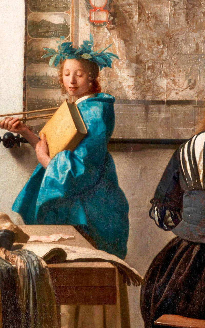 Artist painting in a historical studio setting