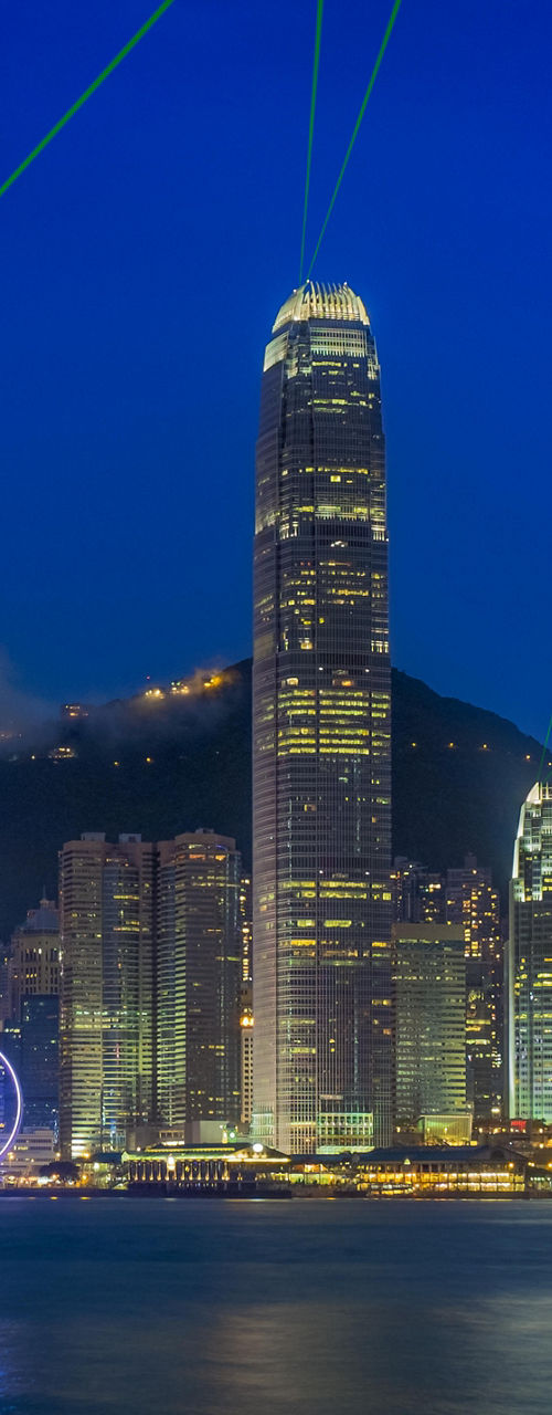 Hong Kong skyline with laser light show