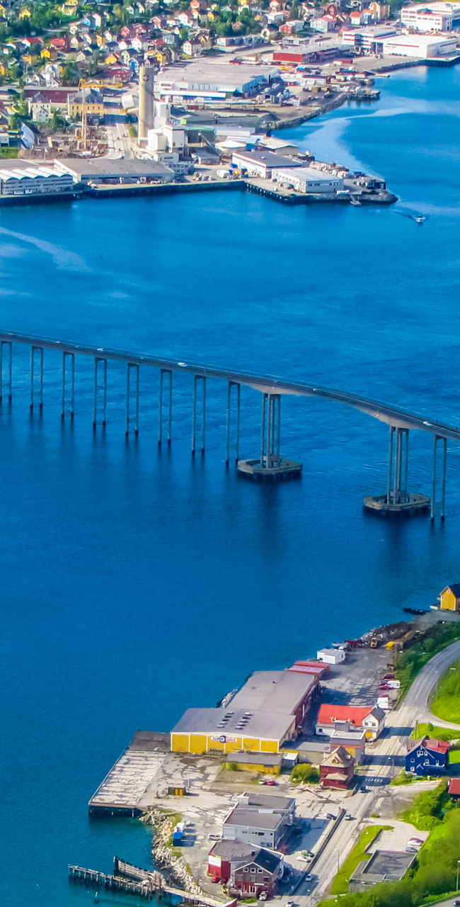 Scenic view of Tromsø bridge and coastline