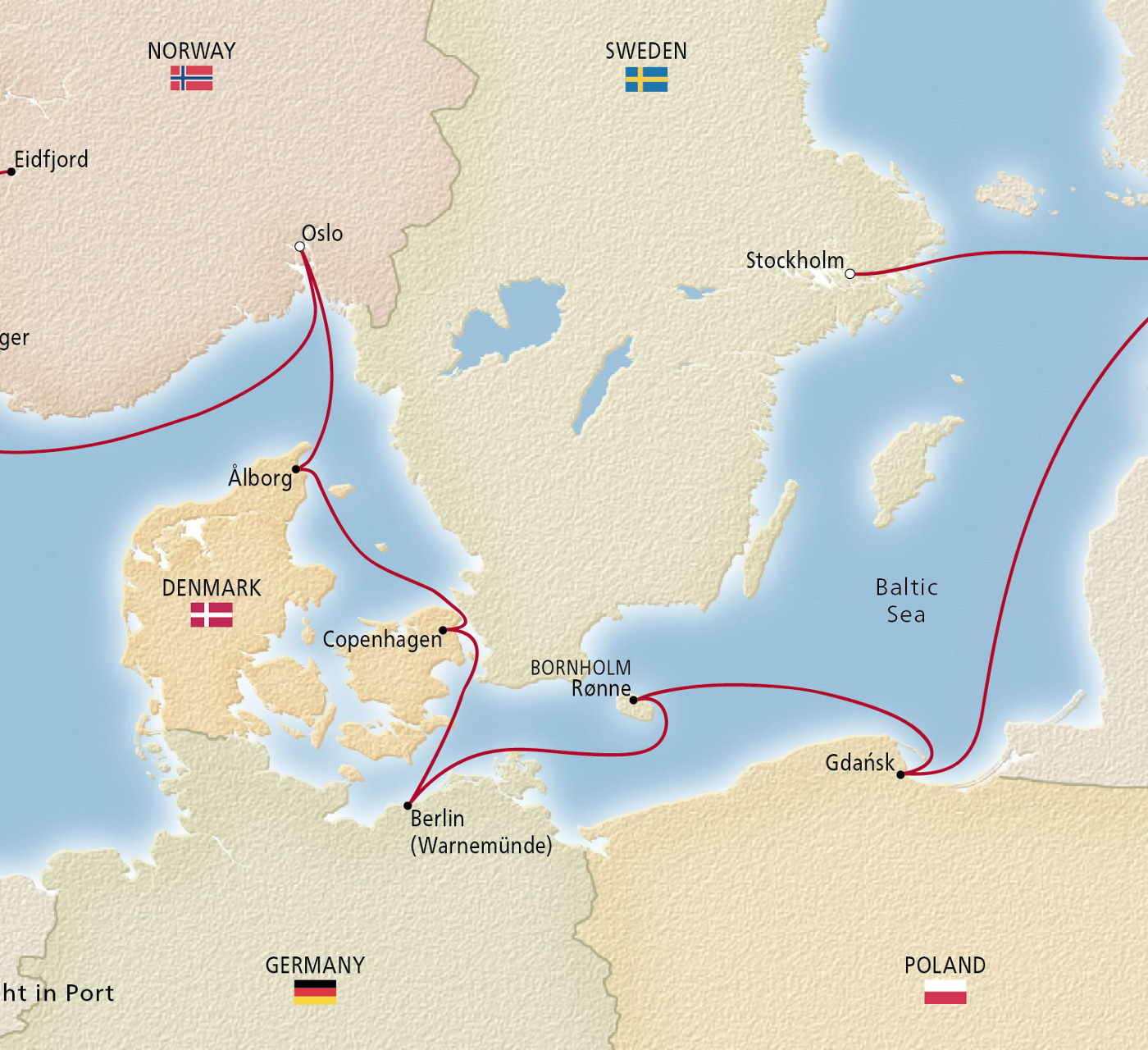 Map of Viking Homelands itinerary