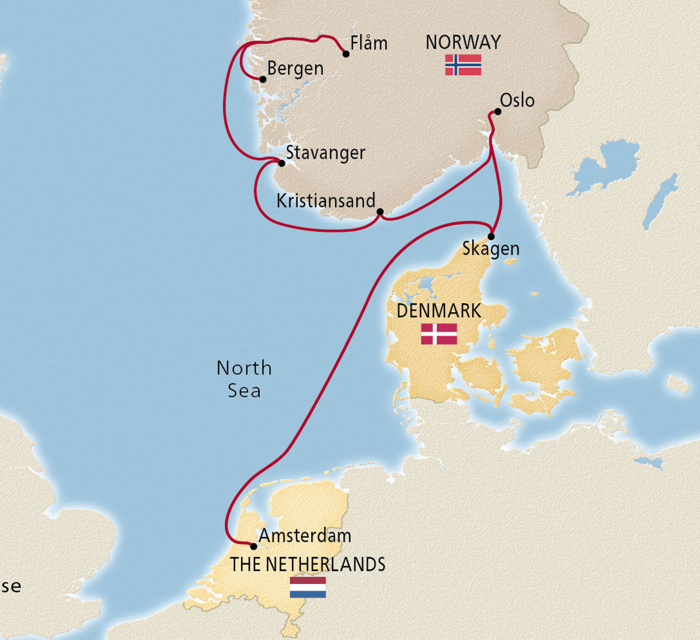 Map of Viking Shores & Fjords itinerary