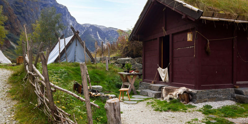 Rustic cabin in scenic mountain setting