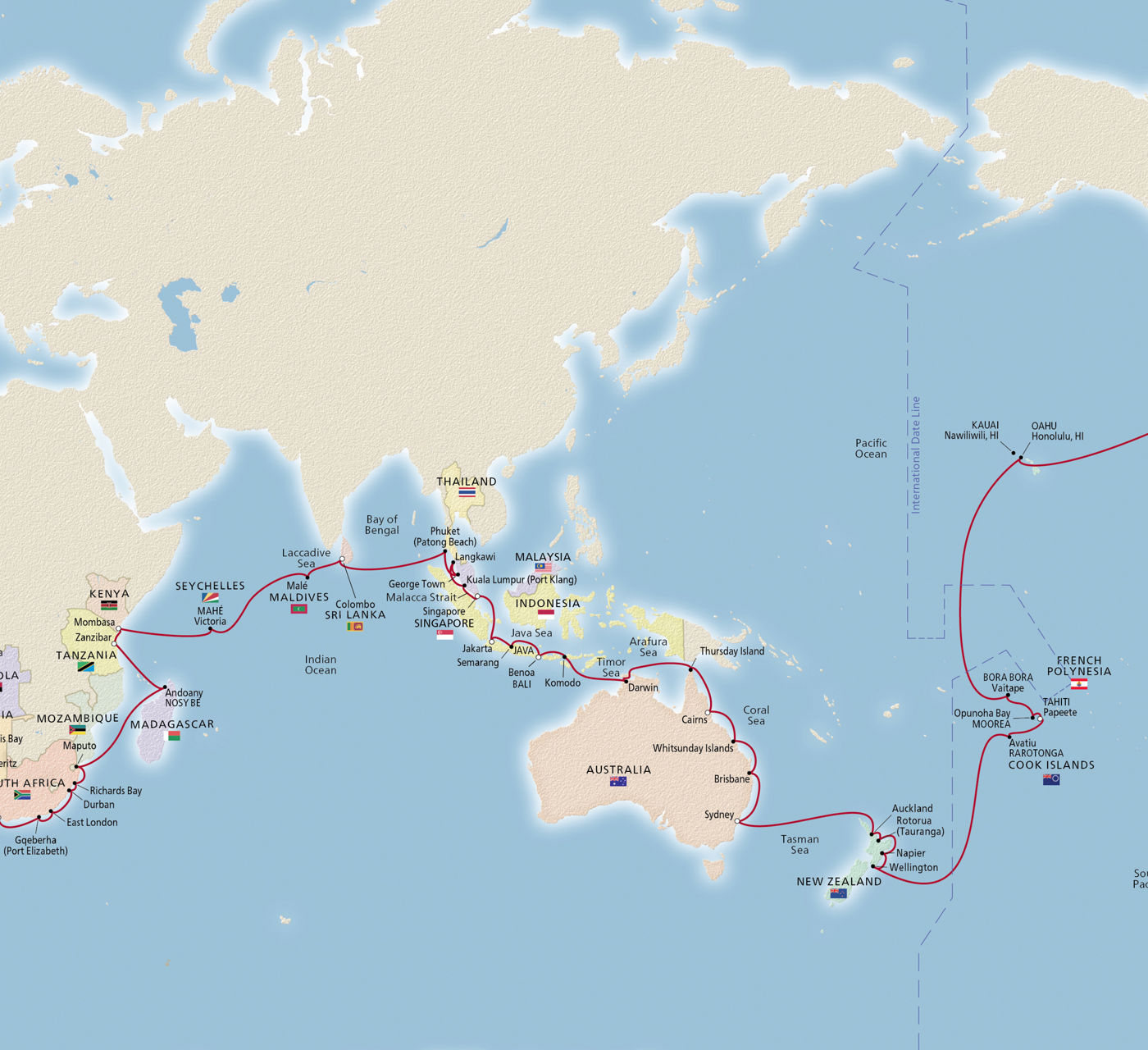 Map of Viking World Cruise itinerary