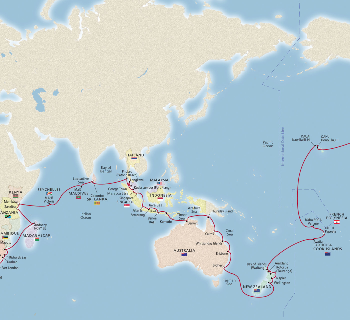 Map of Viking World Cruise itinerary