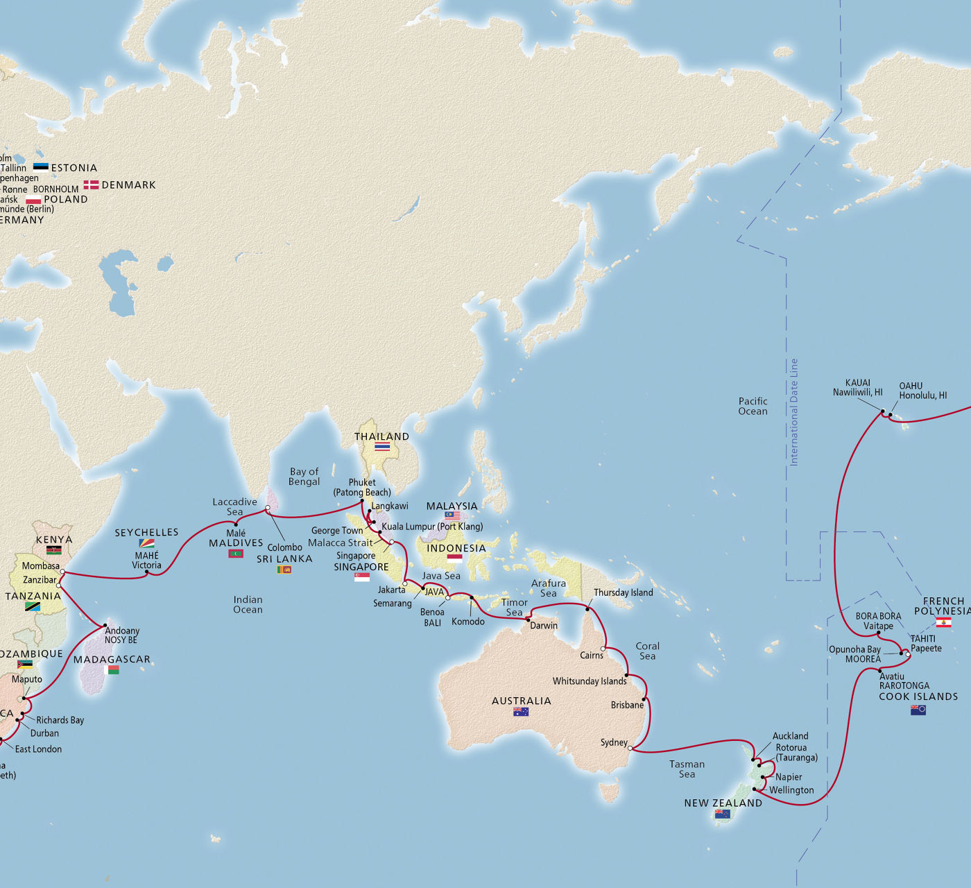 Map of Viking World Voyage III itinerary