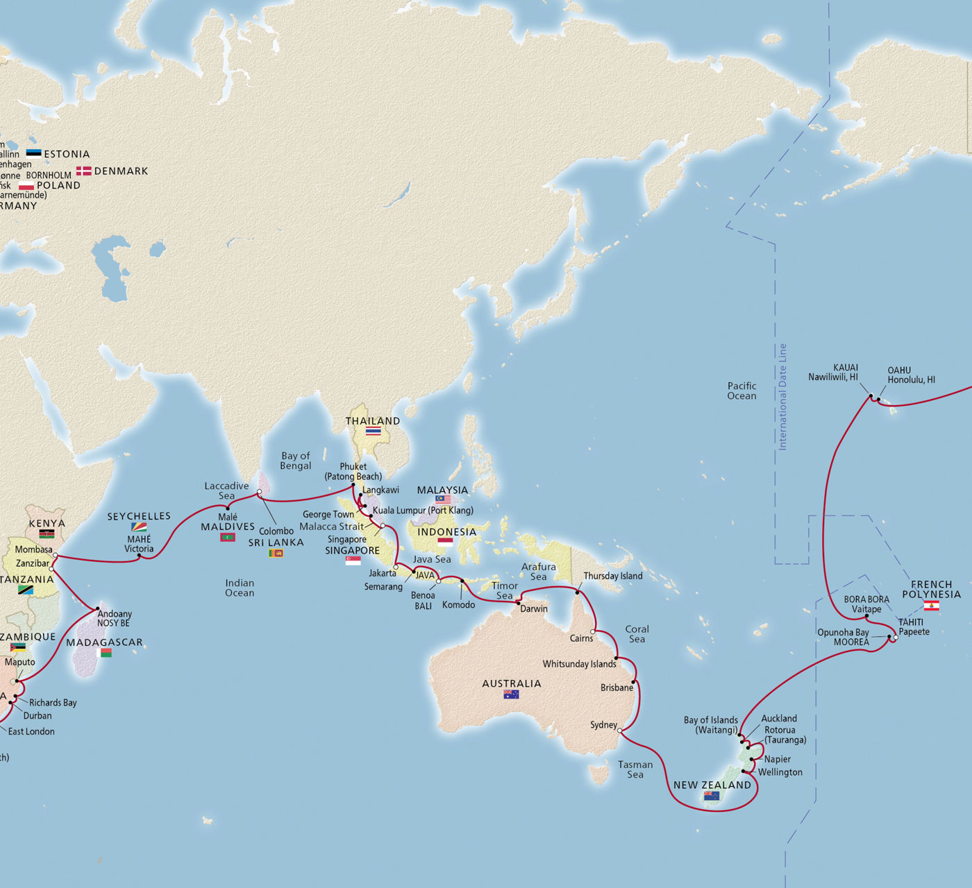 Map of Viking World Voyage III itinerary