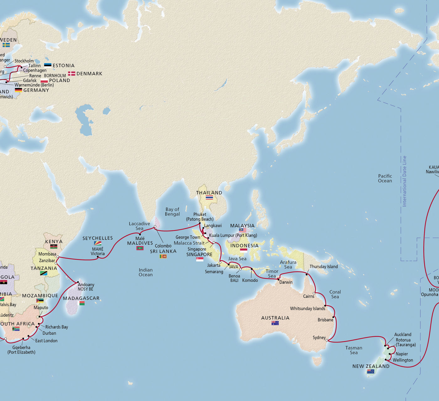 Map of Viking World Voyage IV itinerary