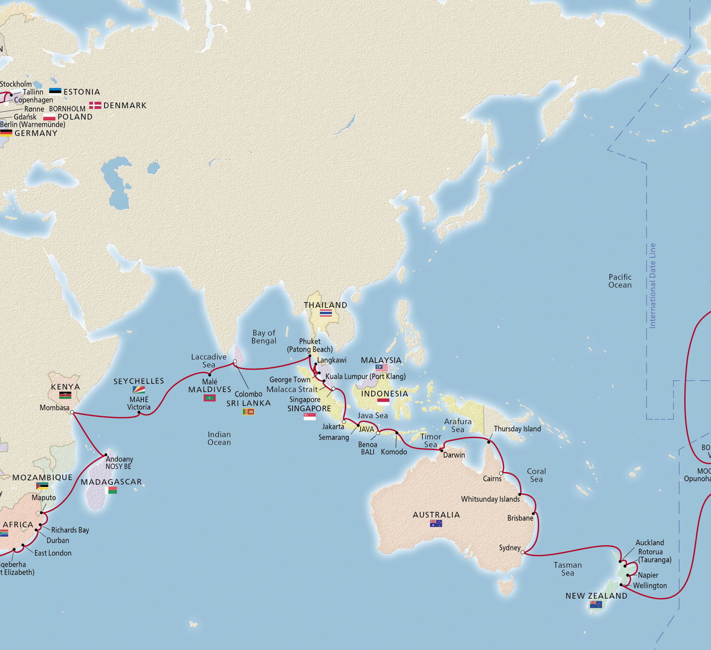 Map of Viking World Voyage IV itinerary