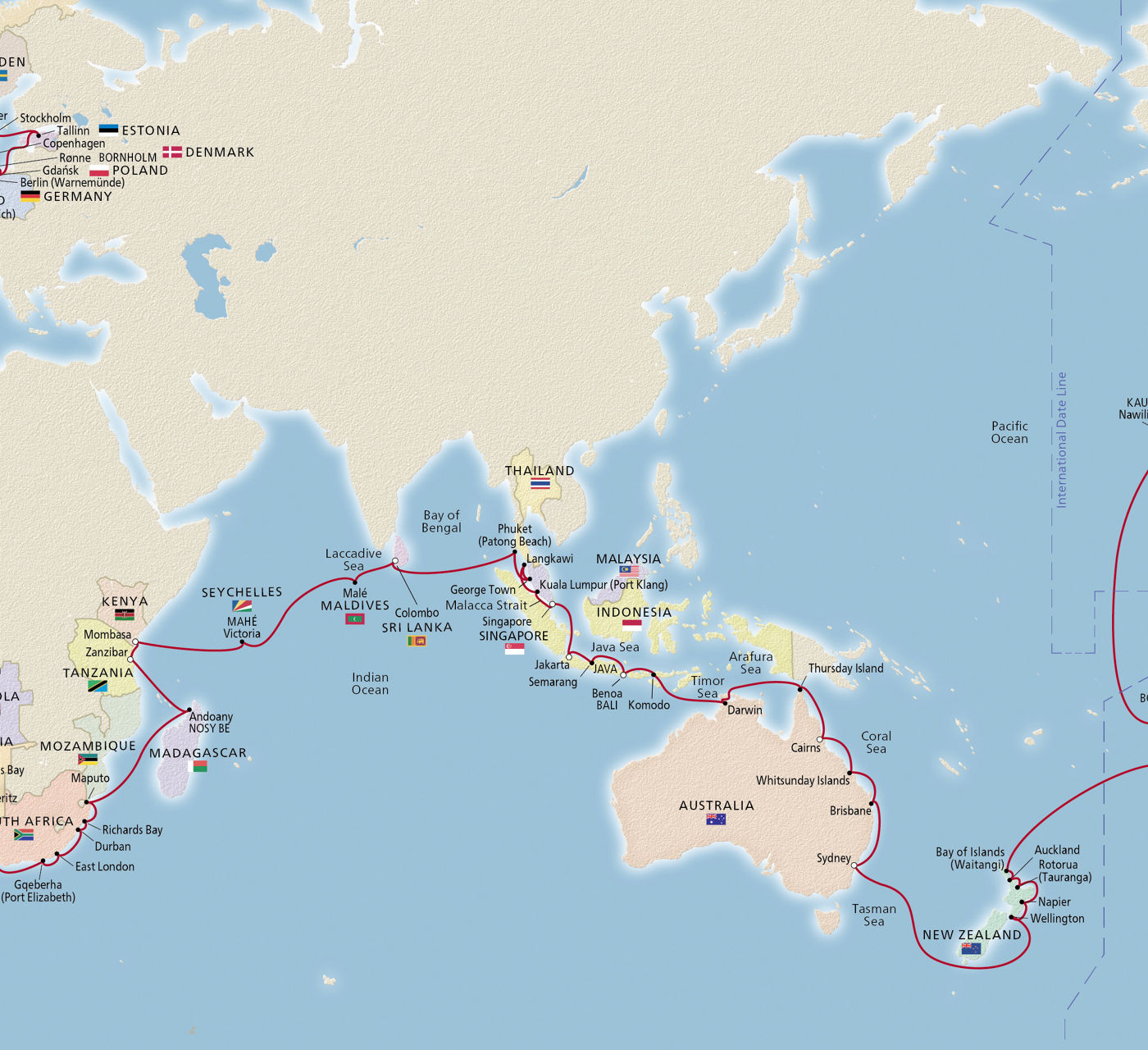 Map of Viking World Voyage IV itinerary