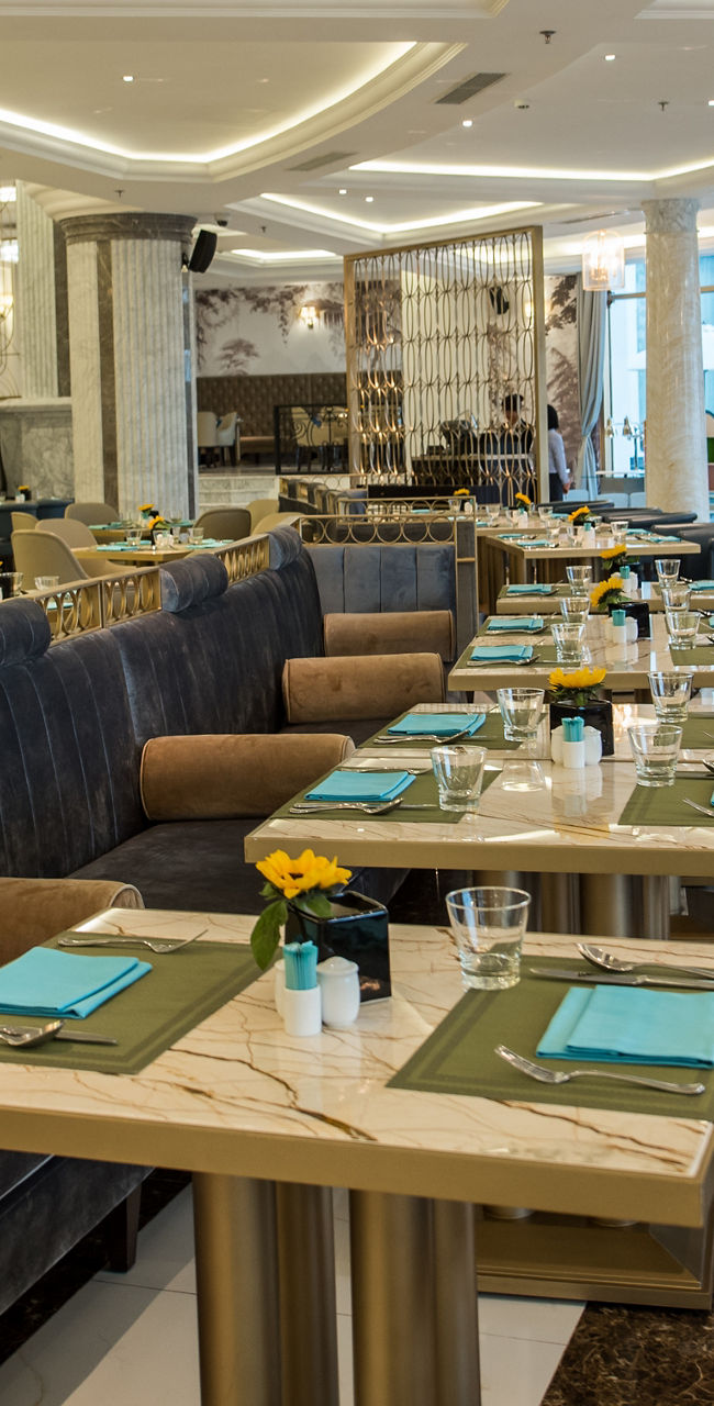 Modern restaurant interior with elegant seating