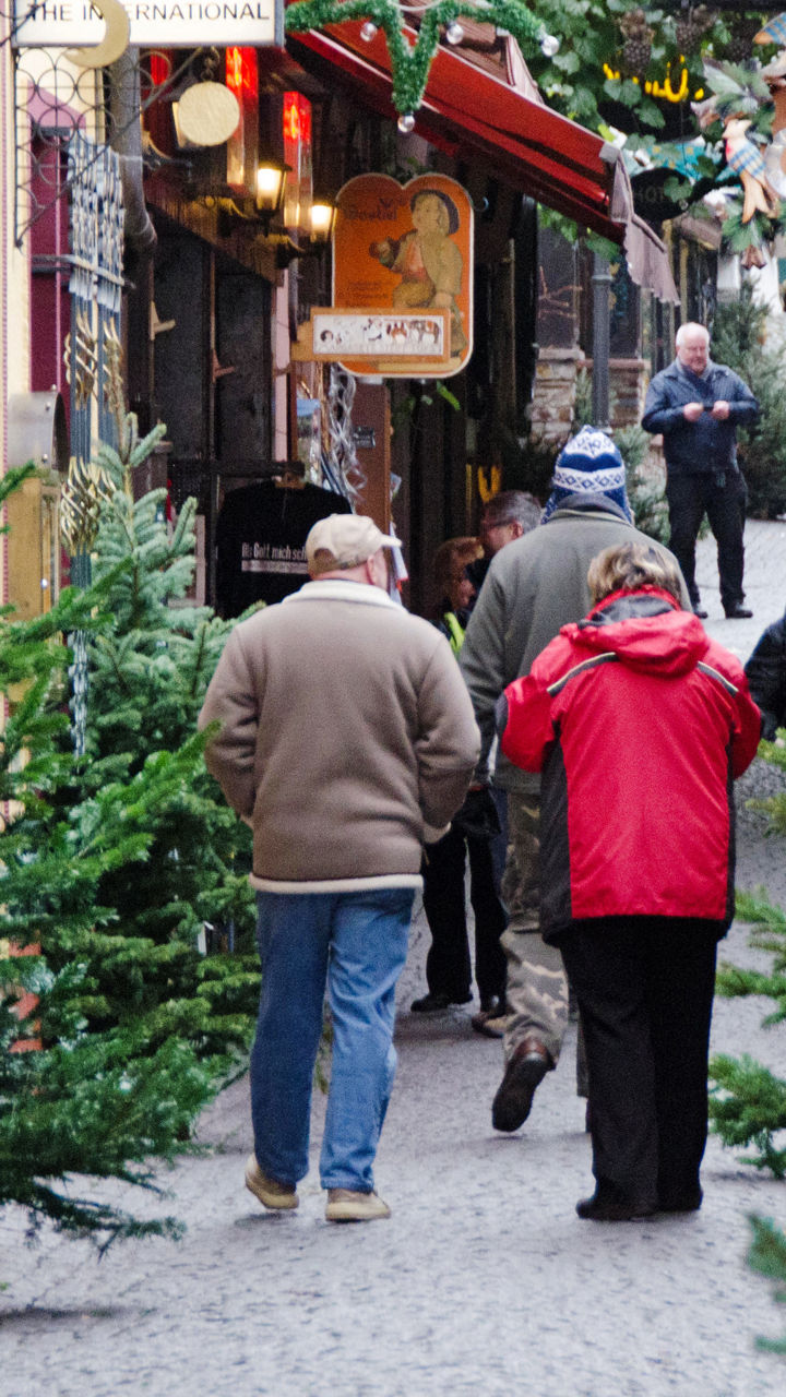 Festive alley with holiday decorations
