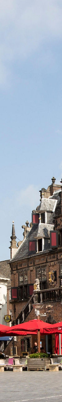 Historic European square with outdoor cafes